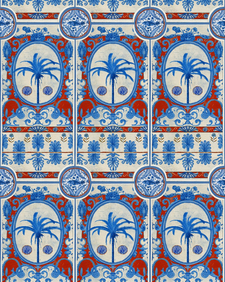The Villa Mural Red Wallpaper by Mind the Gap Designer Wallpaper SUNDANCE VILLA Textured Matte Made in Europe Paste the wall 3 rolls x 20.5 x 3.25 yards - Swanky Fabrics -