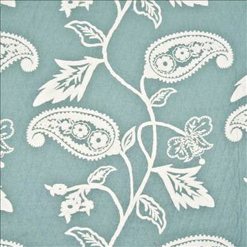 Tidewater Crewel Glacier by Kasmir Fabric 1385 83% Cotton 17% Linen USA 9,000 Wyzenbeek Double Rubs H: 28 2/8 inches, V: 24 inches 53 - Fabric Carolina - Kasmir