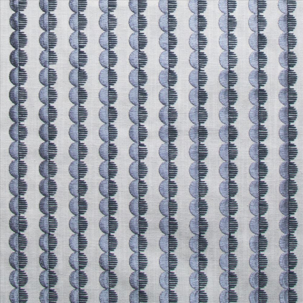 Tieling Navy  by Kasmir Fabric 1477 83% Polyester 11% Cotton 6% Linen  INDIA  </p><p>Repeat: Horizontal: 1 1/8 inches and Vertical: 5/8 inches 53  - Fabric Carolina -