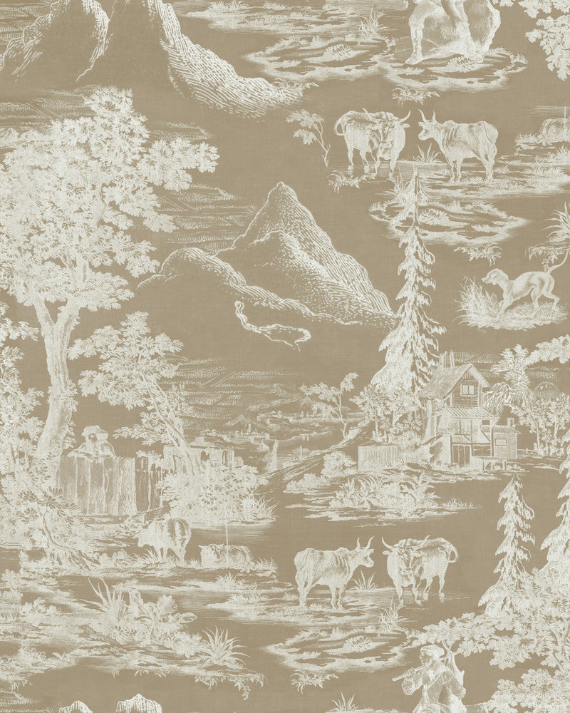 Toile Du Tyrol Taupe Wallpaper by Mind the Gap Designer Wallpaper TYROL APRES-SKI HOME COLLECTION Satin Matte Made in Europe Paste the wall 1 roll x 20.5 x 10.9 yards - Swanky Fabrics -