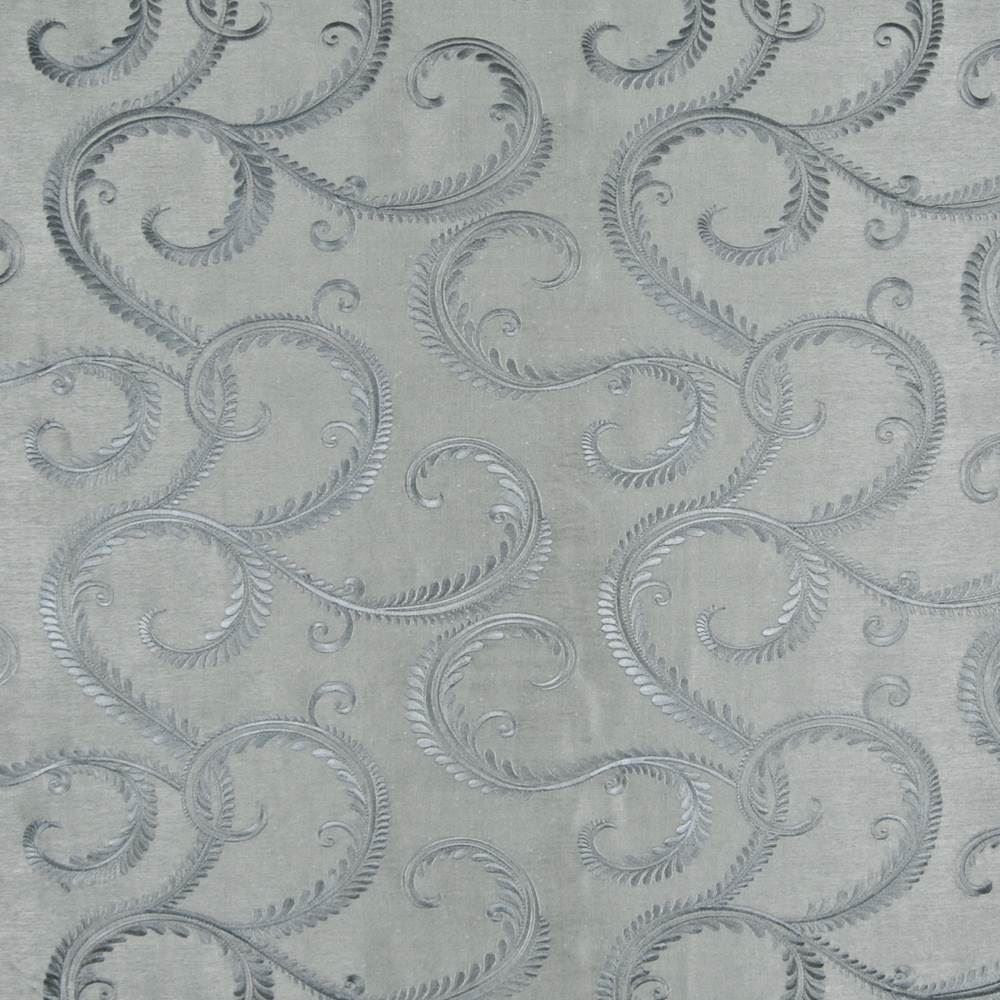 Tosca Scroll Blue Steel  by Kasmir Fabric See sample 100% Polyester
 INDIA 47,000 Wyzenbeek Double Rubs </p><p>Repeat: Horizontal: 15 4/8 inches and Vertical: 12 4/8 inches 54  - Fabric Carolina -
