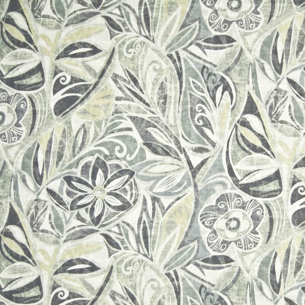 Tradewind Floral Graphite by Kasmir Fabric 1386 100% Cotton ISRAEL 15,000 Wyzenbeek Double Rubs Horizontal: 27 inches and Vertical: 25 2/8 inches 54 - 55 - Fabric Carolina -
