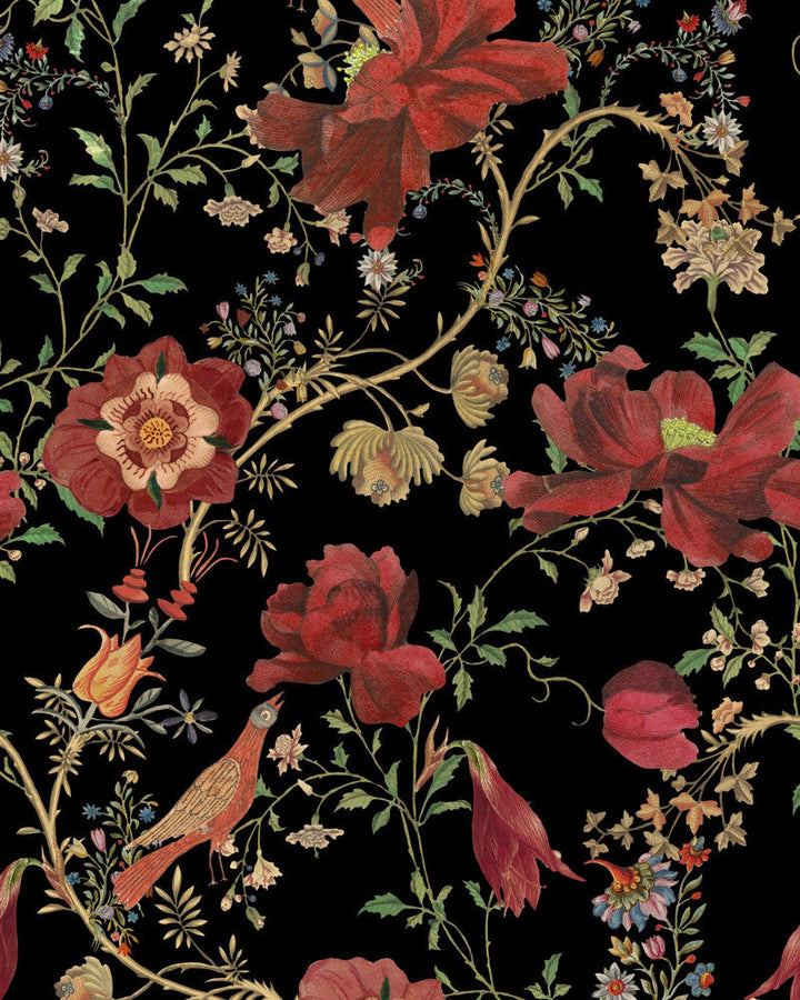 Transsilvaniae Florilegium Dark Wallpaper by Mind the Gap Designer Wallpaper TRANSYLVANIAN ROOTS Textured Matte Made in Europe Paste the wall 3 rolls x 20.5 x 3.25 yards - Swanky Fabrics -