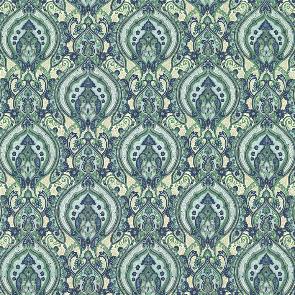 Treasure Trove Spring Water by Kasmir Fabric 1463 100% Cotton
 INDIA 6,000 Wyzenbeek Double Rubs Horizontal: 13 4/8 inches and Vertical: 13 4/8 inches 54 - Fabric Carolina -