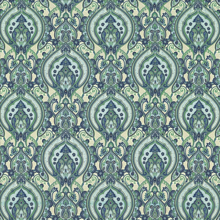 Treasure Trove Spring Water by Kasmir Fabric 1463 100% Cotton
 INDIA 6,000 Wyzenbeek Double Rubs Horizontal: 13 4/8 inches and Vertical: 13 4/8 inches 54 - Fabric Carolina -