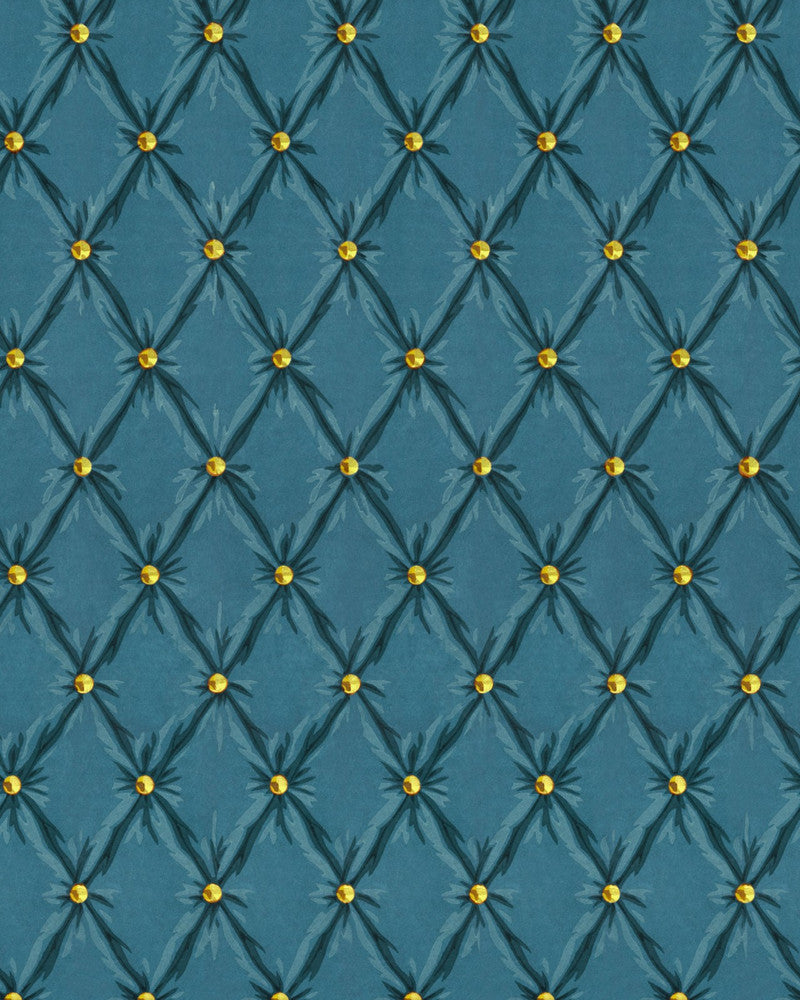 Tufted Panel Blue Moon Wallpaper by Mind the Gap Designer Wallpaper ORIENT EXPRESS Non-woven Made in Europe Paste the wall 1 roll x 20.5 x 10.9 yards - Swanky Fabrics -