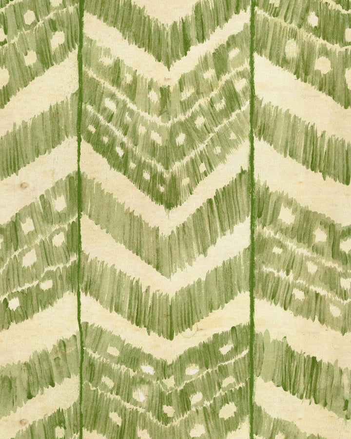 Mind The Gap Wallpaper TURKISH IKAT Foliage Wallpaper (WP30055) | WP30055 | SUNDANCE VILLA | 1 roll x 20.5 x 393.7 in | 0.52m / 20.5in | 10m / 393.7in | 5.20mp | 70cm / 27.6in | Green, Taupe | Satin Matte | Paste the wall | 1-roll in a box | Fabric Carolina | https://www.fabriccarolina.com/