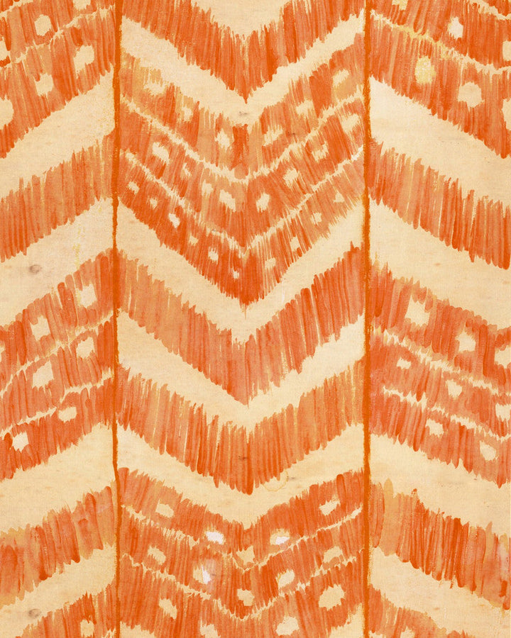 Turkish Ikat Tangerine Wallpaper by Mind the Gap Designer Wallpaper SUNDANCE VILLA Satin Matte Made in Europe Paste the wall 1 roll x 20.5 x 10.9 yards - Swanky Fabrics -