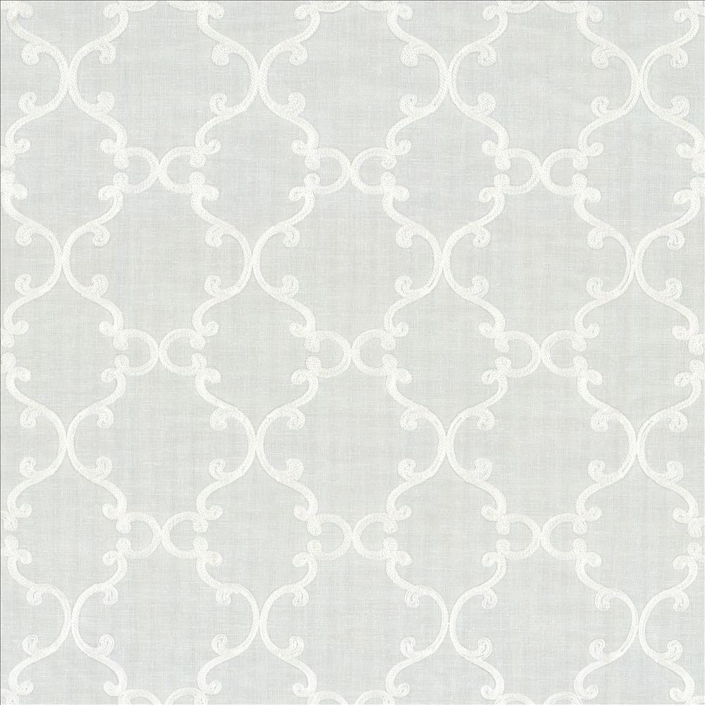 Twirl White by Kasmir Fabric 5108 100% Polyester CHINA Not Tested Horizontal: 6 inches and Vertical: 6 inches 58 - 60 - Fabric Carolina -