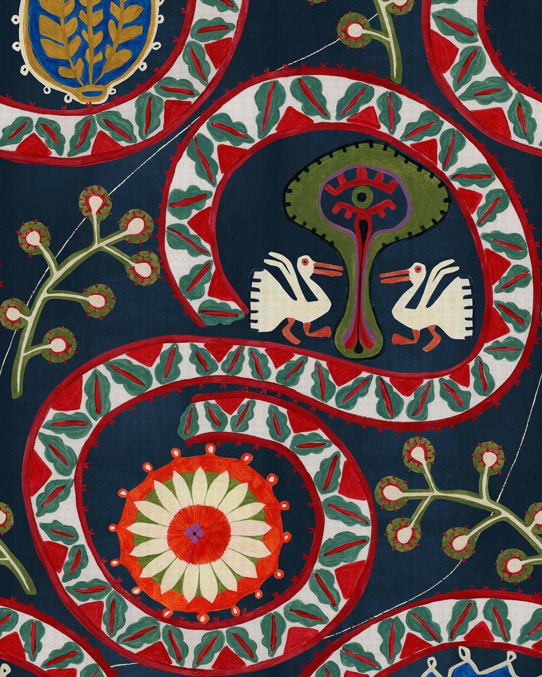 TWO STORKS Anthracite Wallpaper (WP20899) by Mind The Gap | WP20899 | TRANSYLVANIAN RHAPSODY | 1 roll x 52 x 900 cm / 20.47 x 354.33 in | 0.52m / 20.5in | 9m / 354in | 4.68sqm / 50sq ft | 100cm / 39.3in | Blue, Green, Anthracite, Orange, Red | Non-woven Textured | Paste the wall | 1 roll in a box | Fabric Carolina | https://www.fabriccarolina.com/