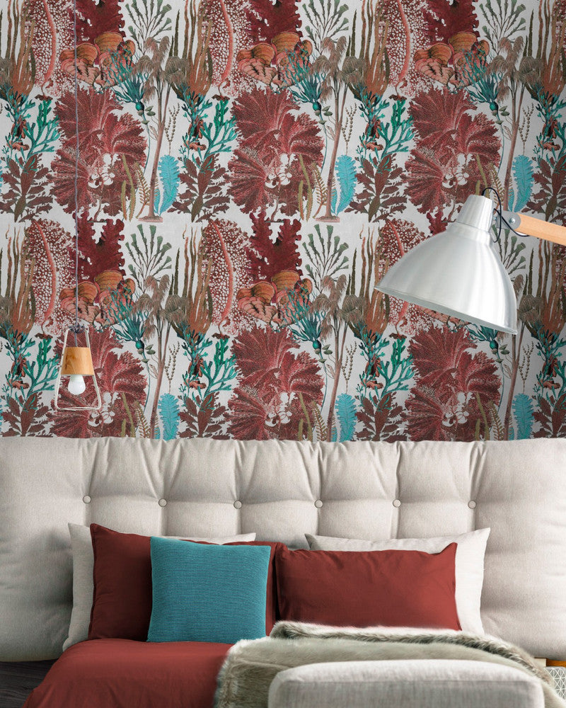 Coral Reef Wallpaper by Mind the Gap Designer Wallpaper THE WALLPAPER COLLECTABLES Textured Matte Made in Europe Paste the wall 3 rolls x 20.5 x 3.25 yards - Swanky Fabrics -