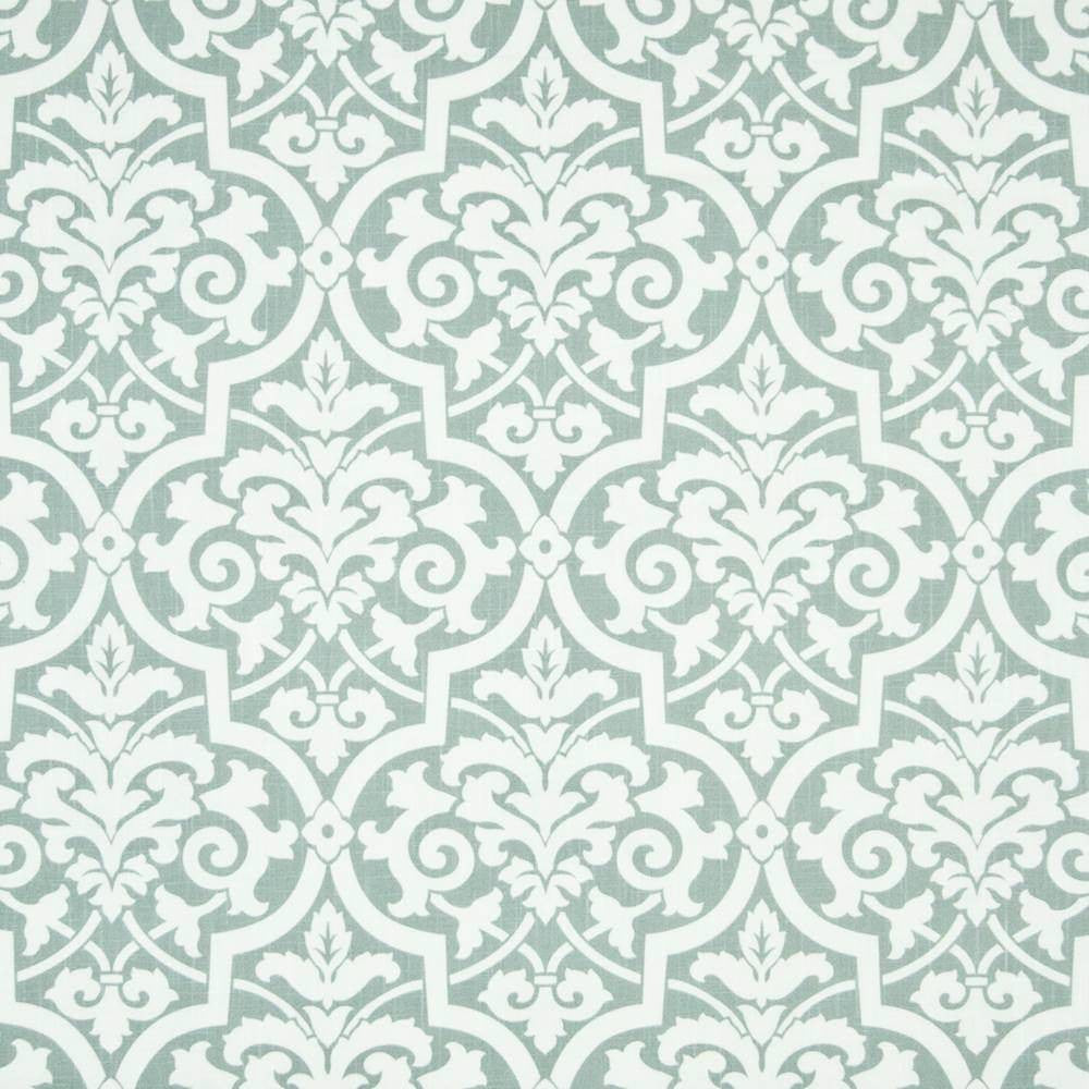 Valenti Damask Mist by Kasmir Fabric 1388 SPAIN 70,000 Wyzenbeek Double Rubs H: 13 5/8 inches, V:17 6/8 inches 54 - 56 - Fabric Carolina - Kasmir