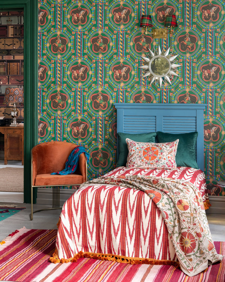 VENETIAN ORNAMENT Anthracite Wallpaper (WP20767) by Mind The Gap | WP20767 | ORIENT EXPRESS | 1 roll x 52x900 cm / 20.47x354.33in | 0.52m / 20.5in | 9m / 354in | 4.68sqm / 50sq ft | 70cm / 27.5in | Black, Blue, Green, Red | Non-woven Textured | Paste the wall | 1-roll in a box | Fabric Carolina | https://www.fabriccarolina.com/