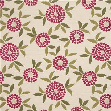 Vera Floral Raspberry by Kasmir Fabric 1384 46% Polyester 39% Acrylic 15% Cotton CHINA 15,000 Wyzenbeek Double Rubs H: 23 5/8 inches, V: 23 5/8 inches 58 - Fabric Carolina - Kasmir