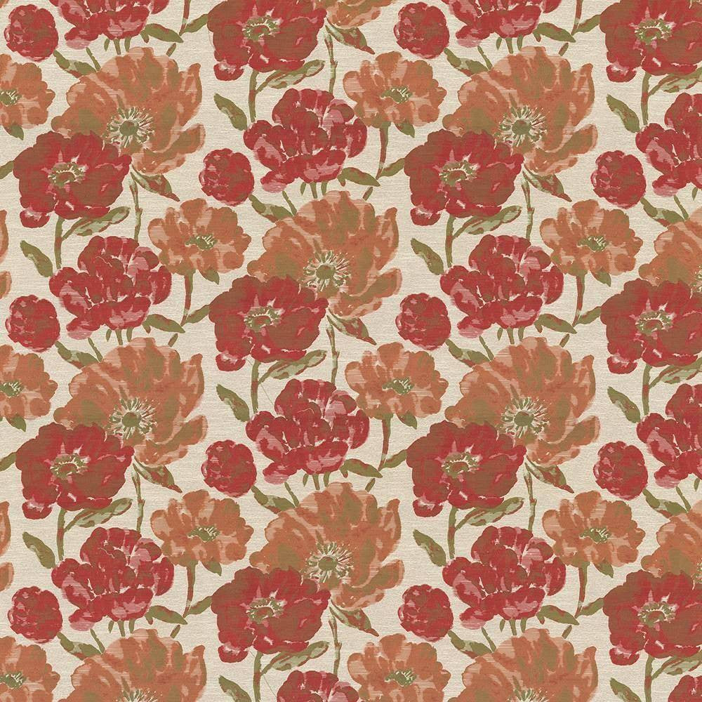 Verdier Poppy by Kasmir Fabric 1434 CHINA 60,000 Wyzenbeek Double Rubs H: 30 inches, V:23 inches 60 - Fabric Carolina - Kasmir
