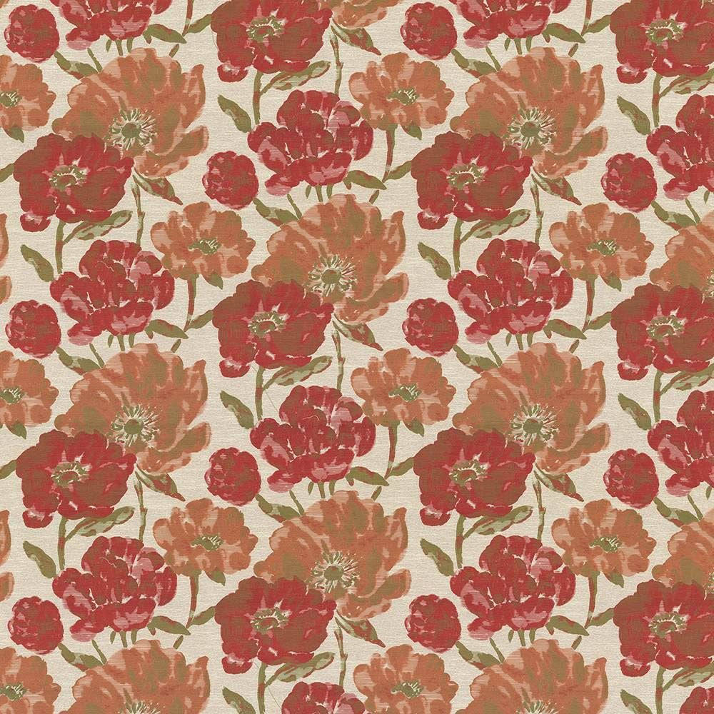 Verdier Poppy  by Kasmir Fabric See sample 87% Polyester
13% Rayon
 CHINA 60,000 Wyzenbeek Double Rubs </p><p>Repeat: Horizontal: 30 inches and Vertical: 23 inches 60  - Fabric Carolina -