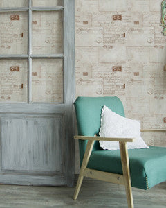 VINTAGE LETTERS Neutral Premium Wallpaper (WP20018) by Mind The Gap