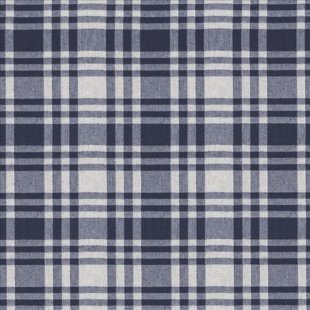 Virginia Plaid Navy by Kasmir Fabric 8004 61% Linen 39% Cotton USA 3,000 Wyzenbeek Double Rubs Horizontal: 7 inches and Vertical: 5 2/8 inches 54 - Fabric Carolina -