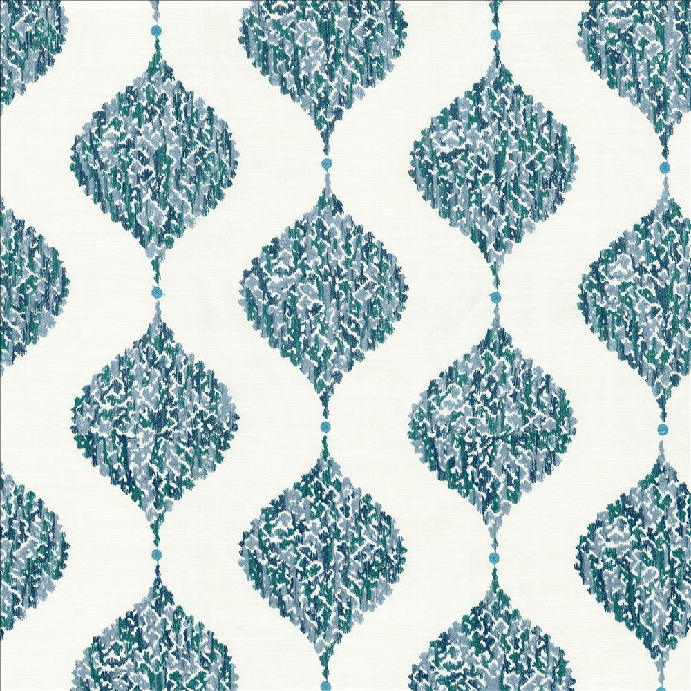Vishnu Lagoon  by Kasmir Fabric 1474 60% Cotton 40% Polyester  INDIA  </p><p>Repeat: Horizontal: 10 4/8 inches and Vertical: 7 5/8 inches 54  - Fabric Carolina -