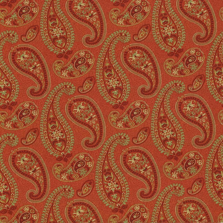 Vittorre Paisley Cardamom by Kasmir Fabric 1417 100% Cotton PERU Horizontal: 27 inches and Vertical: 27 inches 54 - Fabric Carolina -