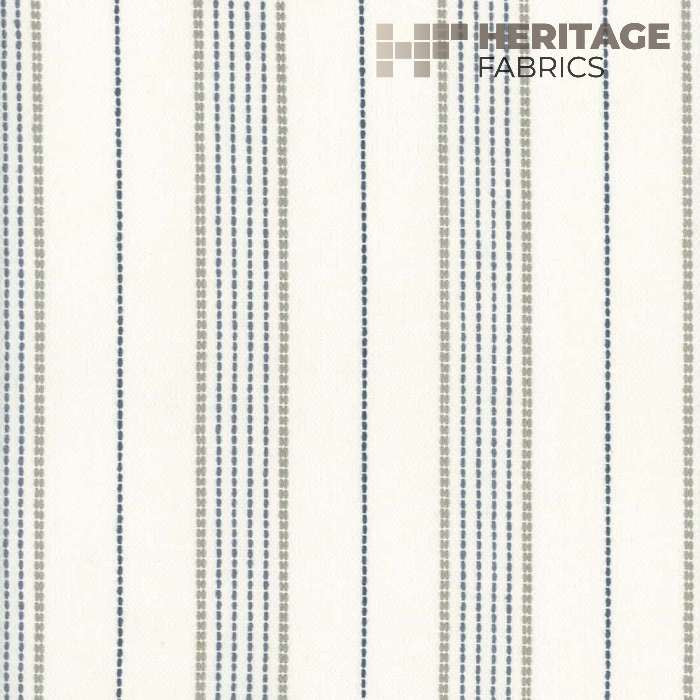 Warren White Navy by Heritage Fabric - 100% Cotton India 9,000 Horizontal: 3" and Vertical: N/A 54" - Fabric Carolina -
