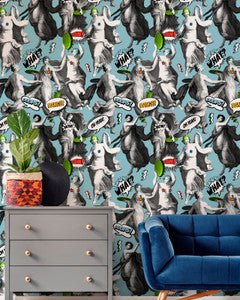 WATCH OUT! Blue Wallpaper (WP20384) by Mind The Gap