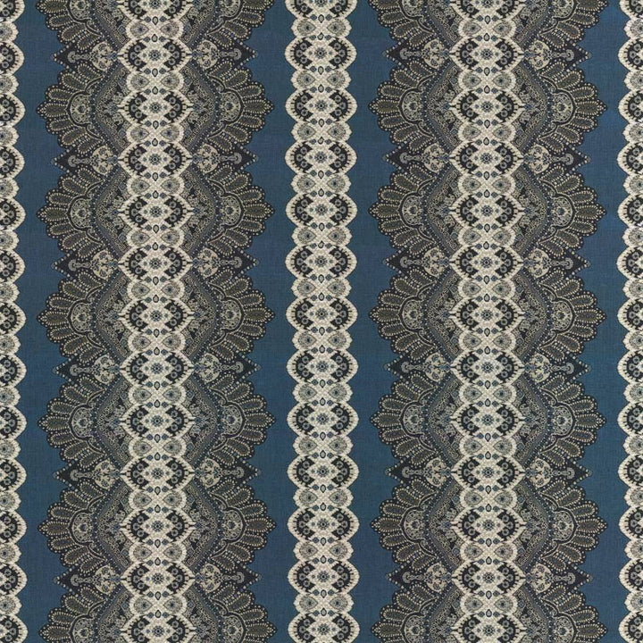 Wazwan Io Sapphire by Kasmir Fabric 1413 USA 12,000 Wyzenbeek Double Rubs H: 28 6/8 inches, V:9 inches 54 - Fabric Carolina - Kasmir