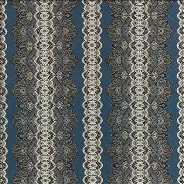 Wazwan Io Sapphire by Kasmir Fabric 1413 100% Acrylic USA 12,000 Wyzenbeek Double Rubs H: 28 6/8 inches, V: 9 inches 54 - Fabric Carolina - Kasmir