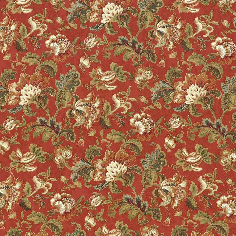 Wessex Garden Scarlet by Kasmir Fabric 1417 100% Cotton
 CHINA 15,000 Wyzenbeek Double Rubs Horizontal: 27 inches and Vertical: 27 inches 54 - Fabric Carolina -