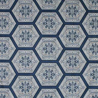 West Egg Cobalt 7916011006 by Carole Fabric Exclusive Deja Blue 59% Rayon, 41% Polyester USA H: 7 1/2"V, 14 1/4"H  54" Minimum (See sample for specifics) - Fabric Carolina - Carole Exclusive