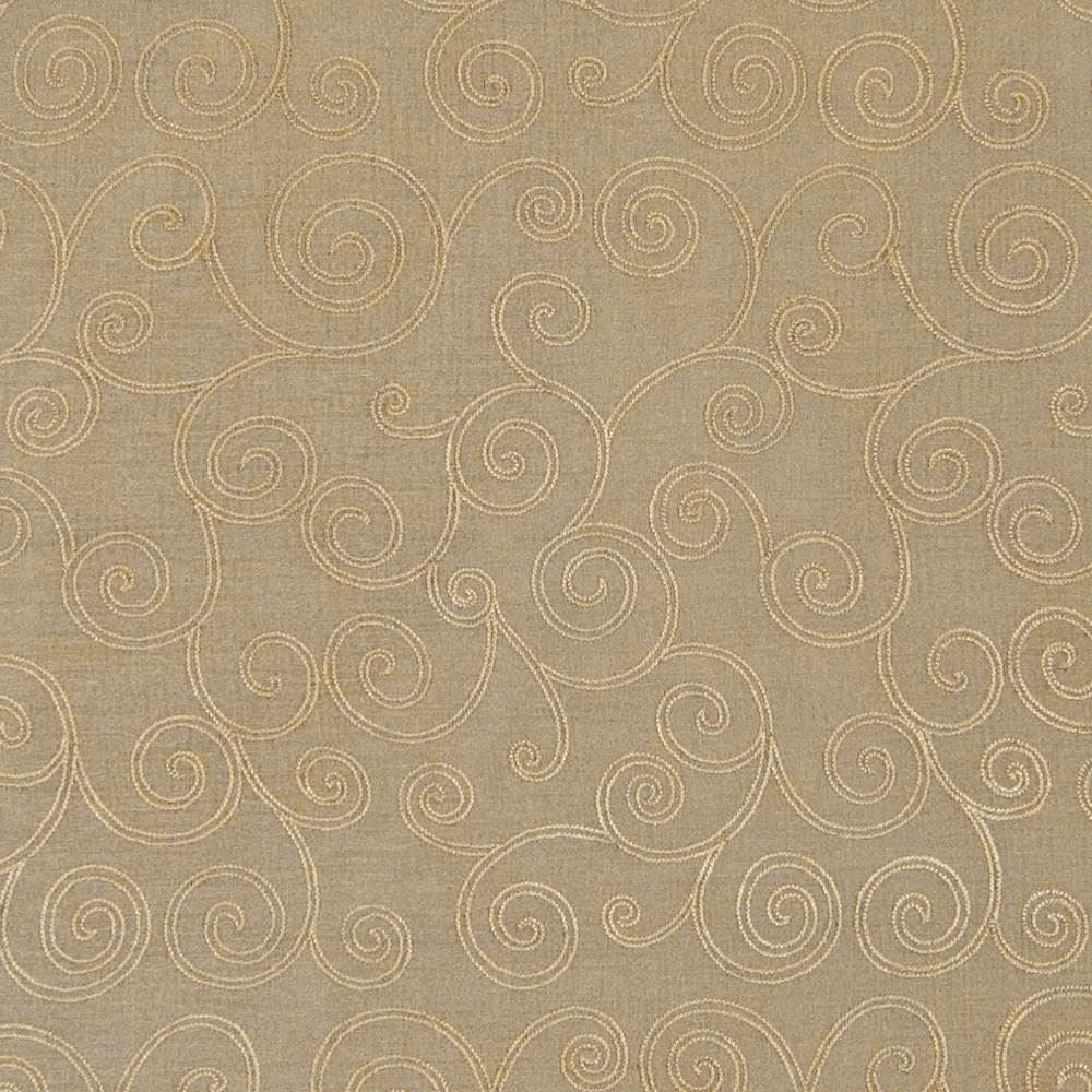 Whimsical Scroll Wheat  by Kasmir Fabric See sample 100% Polyester
 CHINA Not Tested </p><p>Repeat: Horizontal: 13 6/8 inches and Vertical: 11 6/8 inches 42  - Fabric Carolina -