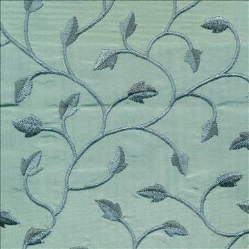 Wisp Cornflower by Kasmir Fabric 1371 52% Polyester 48% Nylon Embroidery Contents 100% Rayon CHINA 18,000 Wyzenbeek Double Rubs H: 6 4/8 inches, V: 9 7/8 inches 54 - Fabric Carolina - Kasmir