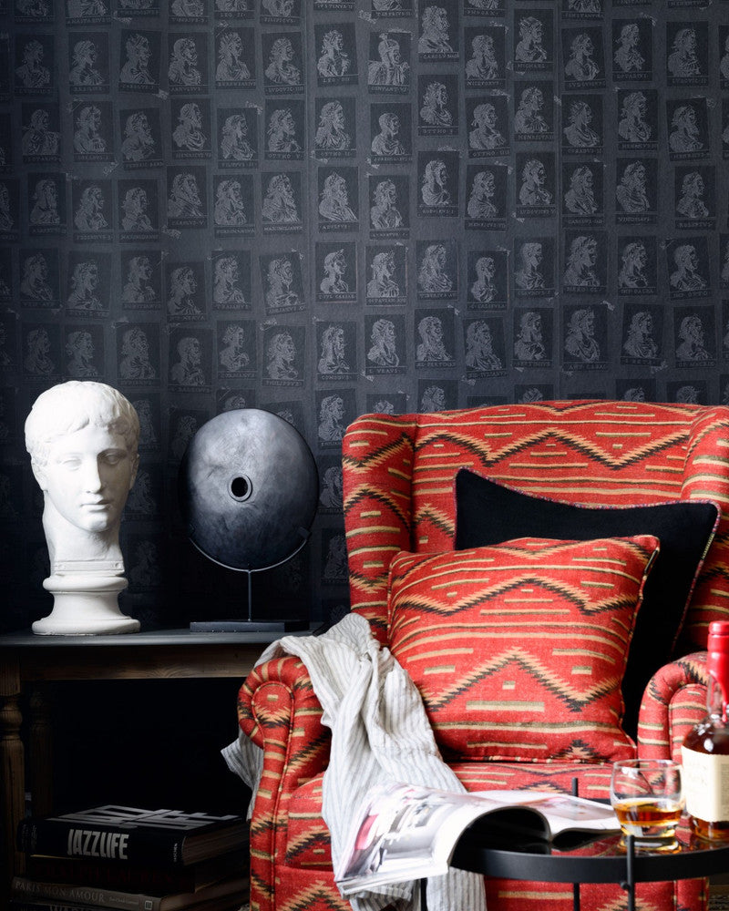 EMPERORS Anthracite Wallpaper (WP20415) by Mind The Gap | WP20415 | THE WALLPAPER COMPENDIUM 1 | 3 rolls x 20.5 x 118.1 in | 0.52m / 20.5in | 3m / 118in | 4.65mp | 120cm / 47.2in | Anthracite, Grey | Textured Matte | Paste the wall | 3-rolls in a box | Fabric Carolina | https://www.fabriccarolina.com/