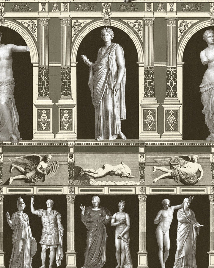 Statues Antique Taupe Wallpaper by Mind the Gap Designer Wallpaper THE WALLPAPER COMPENDIUM 1 Textured Matte Made in Europe Paste the wall 3 rolls x 20.5 x 3.25 yards - Swanky Fabrics -