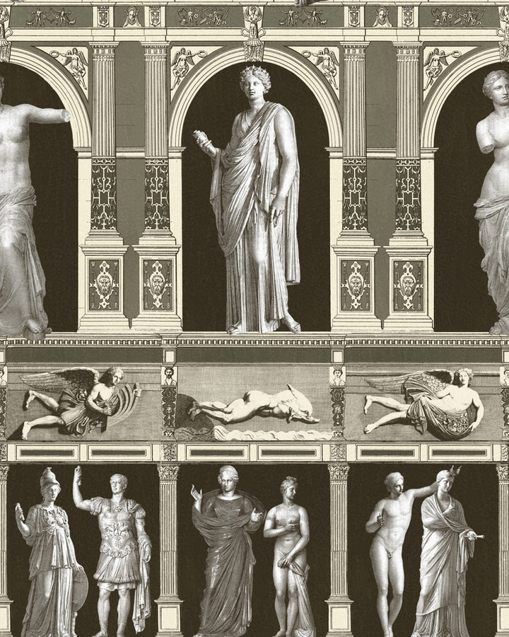 STATUES ANTIQUE Taupe Wallpaper (WP20423) by Mind The Gap | WP20423 | THE WALLPAPER COMPENDIUM 1 | 3 rolls x 20.5 x 118.1 in | 0.52m / 20.5in | 3m / 118in | 4.65mp | 300cm / 118in | Black, Grey | Textured Matte | Paste the wall | 3-rolls in a box | Fabric Carolina | https://www.fabriccarolina.com/