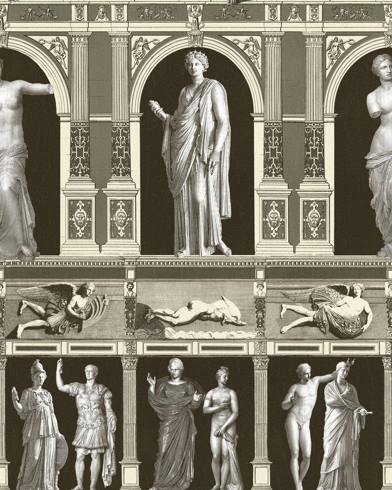 Statues Antique Taupe Wallpaper by Mind the Gap Designer Wallpaper THE WALLPAPER COMPENDIUM 1 Textured Matte Made in Europe Paste the wall 3 rolls x 20.5 x 3.25 yards - Swanky Fabrics -