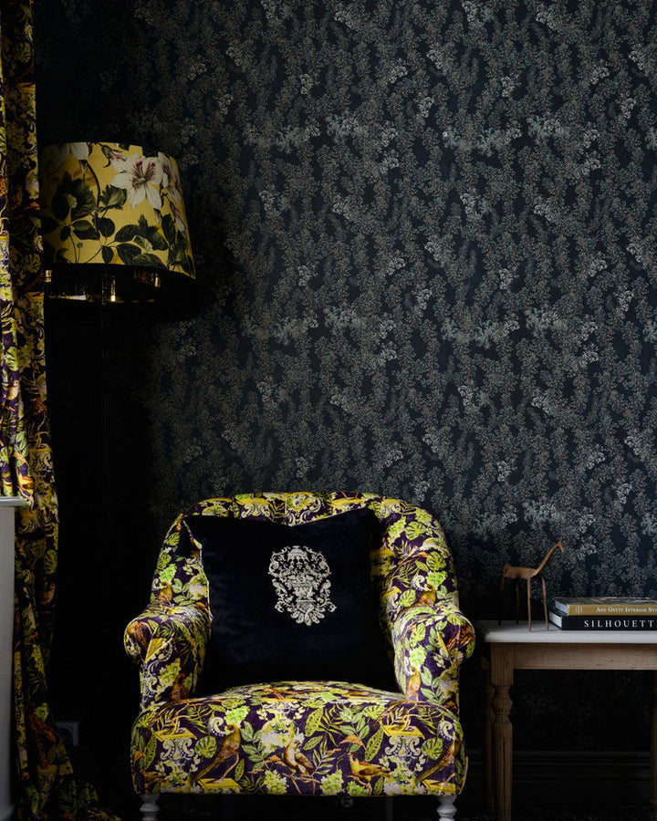Dark Leaves Wallpaper by Mind the Gap Designer Wallpaper THE WALLPAPER COMPENDIUM 1 Textured Matte Made in Europe Paste the wall 3 rolls x 20.5 x 3.25 yards - Swanky Fabrics -