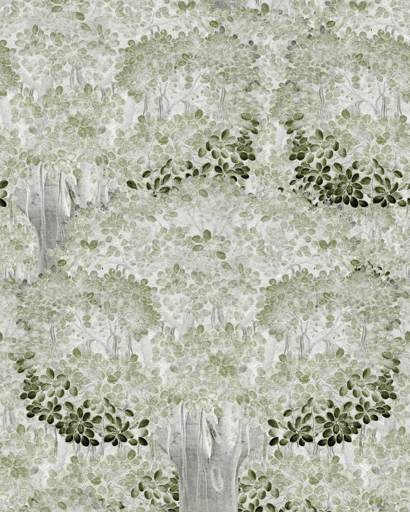 SAVAGE LEAVES Neutral Wallpaper (WP20467) by Mind The Gap | WP20467 | THE WALLPAPER COMPENDIUM 1 | 3 rolls x 20.5 x 118.1 in | 0.52m / 20.5in | 3m / 118in | 4.65mp | 70cm / 27.6in | Green, Grey | Textured Matte | Paste the wall | 3-rolls in a box | Fabric Carolina | https://www.fabriccarolina.com/