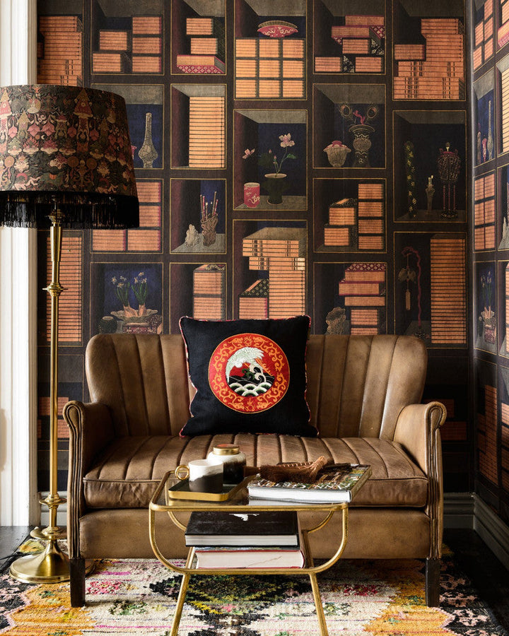 Korean Library Chromo Wallpaper by Mind the Gap Designer Wallpaper THE WALLPAPER COMPENDIUM 1 Non-woven Made in Europe Paste the wall 3 rolls x 20.5 x 3.25 yards - Swanky Fabrics -