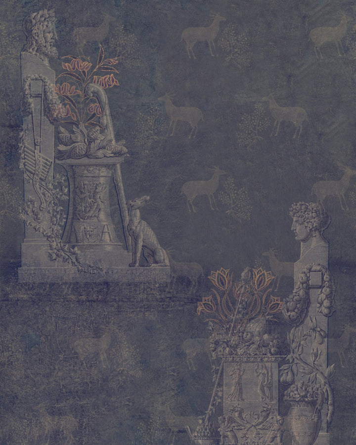 SCULPTURAL Wallpaper (WP20474) by Mind The Gap | WP20474 | THE WALLPAPER COMPENDIUM 1 | 3 rolls x 20.5 x 118.1 in | 0.52m / 20.5in | 3m / 118in | 4.65mp | 70cm / 27.6in | Anthracite, Blue, Taupe | Non-woven | Paste the wall | 3-rolls in a box | Fabric Carolina | https://www.fabriccarolina.com/