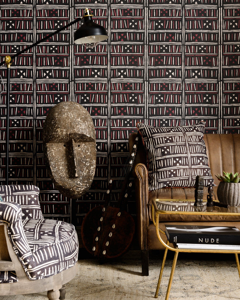 Bogolanfini Recoloured Wallpaper by Mind the Gap Designer Wallpaper THE WALLPAPER COMPENDIUM 1 Non-woven Made in Europe Paste the wall 3 rolls x 20.5 x 3.25 yards - Swanky Fabrics -