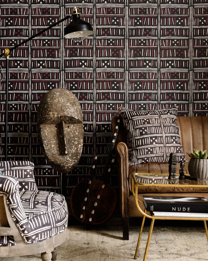 Bogolanfini Recoloured Wallpaper by Mind the Gap Designer Wallpaper THE WALLPAPER COMPENDIUM 1 Non-woven Made in Europe Paste the wall 3 rolls x 20.5 x 3.25 yards - Swanky Fabrics -