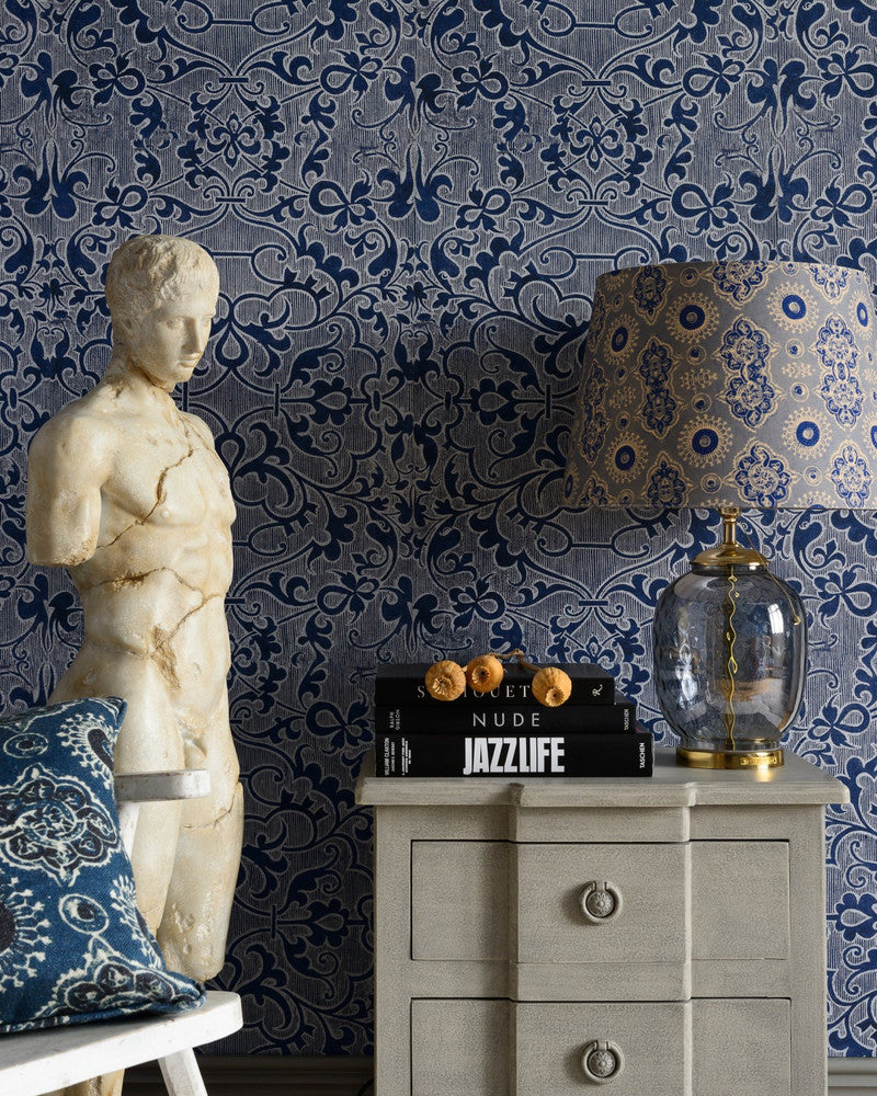 Deco Trellis Wallpaper by Mind the Gap Designer Wallpaper THE WALLPAPER COMPENDIUM 1 Non-woven Made in Europe Paste the wall 3 rolls x 20.5 x 3.25 yards - Swanky Fabrics -