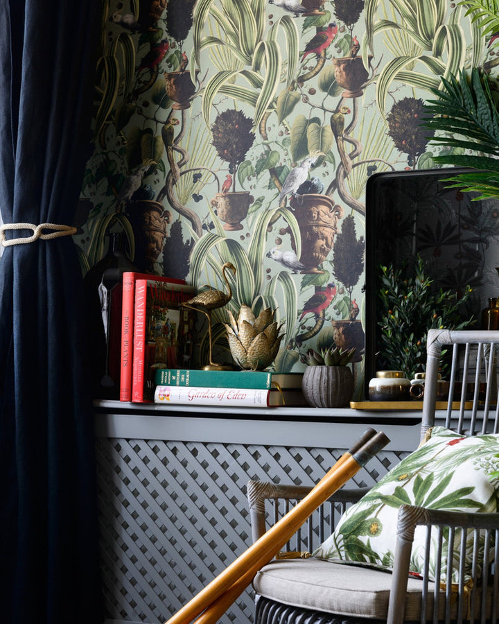 EXOTIC MENAGERIE Light Wallpaper (WP20516) by Mind The Gap | WP20516 | THE WALLPAPER COMPENDIUM 1 | 3 rolls x 20.5 x 118.1 in | 0.52m / 20.5in | 3m / 118in | 4.65mp | 70cm / 27.6in | Brown, Green, Red | Textured Matte | Paste the wall | 3-rolls in a box | Fabric Carolina | https://www.fabriccarolina.com/