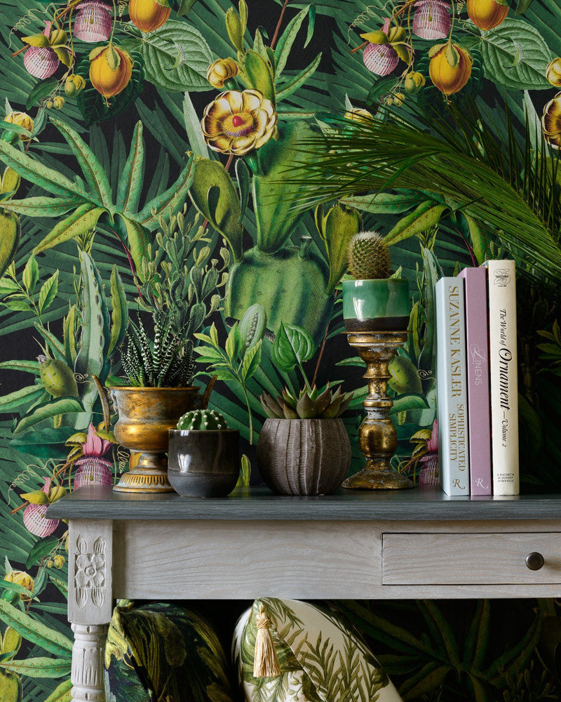 Luscious Flora Wallpaper by Mind the Gap Designer Wallpaper THE WALLPAPER COMPENDIUM 1 Textured Matte Made in Europe Paste the wall 3 rolls x 20.5 x 3.25 yards - Swanky Fabrics -