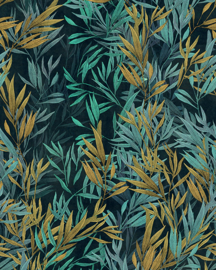 FRESHWATER GRASS Wallpaper (WP20732) by Mind The Gap | WP20732 | THE WETLANDS | 1 roll x 20.47 x 354.33 in | 0.52m / 20.5in | 9m / 354in | 4.68mp | 52cm / 20.5in | Deep Blue, Green, Ochre, Turquoise | Non-woven | Paste the wall | 1-roll in a box | Fabric Carolina | https://www.fabriccarolina.com/