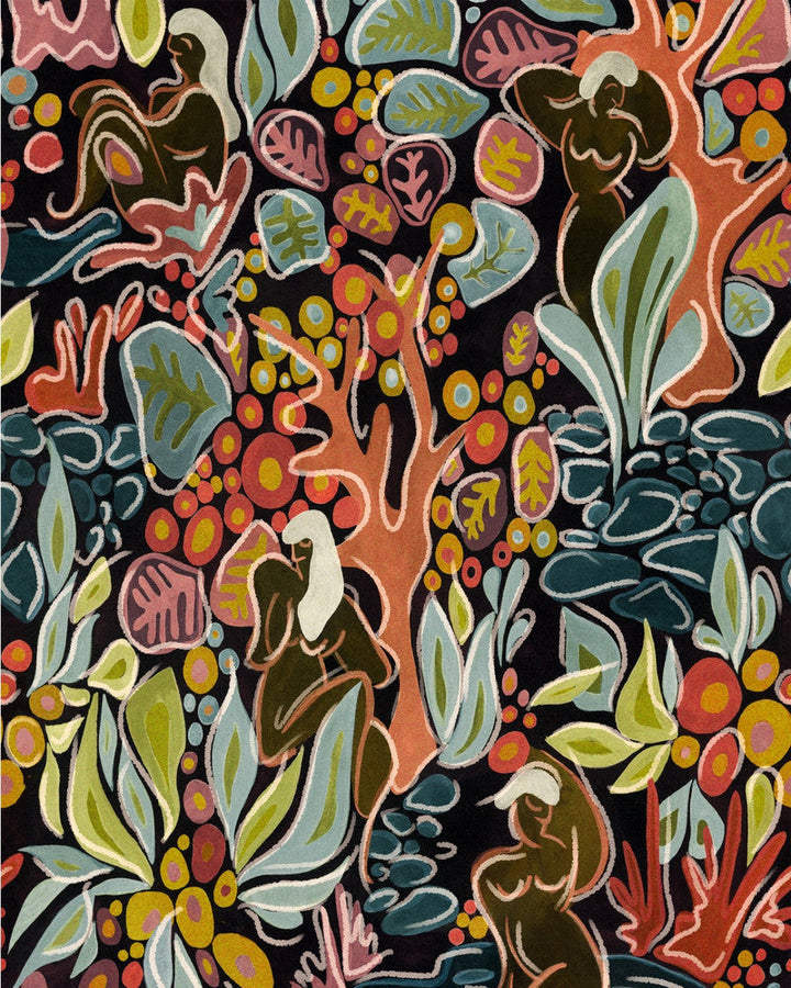 Le Donne Di Gioia Dark Wallpaper by Mind the Gap Designer Wallpaper LA DOLCE VITA Textured Matte Made in Europe Paste the wall 1 roll x 20.47 x 9.8 yards - Swanky Fabrics -