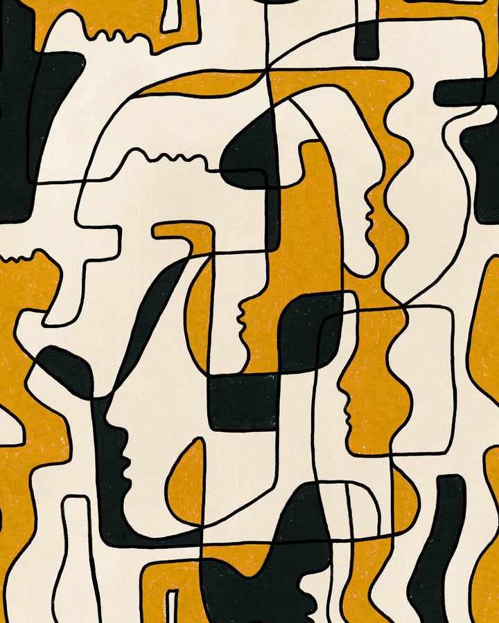 SAUDADE in Yellow Wallpaper (WP20878) by Mind The Gap | WP20878 | JAZZ LIVE | 1 roll x 52 x 900 cm / 20.47 x 354.33in | 0.52m / 20.5in | 900 cm / 393.7in | 4.68sqm / 50sq ft | 70cm / 27.5in | Black, Yellow, Cream | Non-woven Satin | Paste the wall | 1 roll in a box | Fabric Carolina | https://www.fabriccarolina.com/