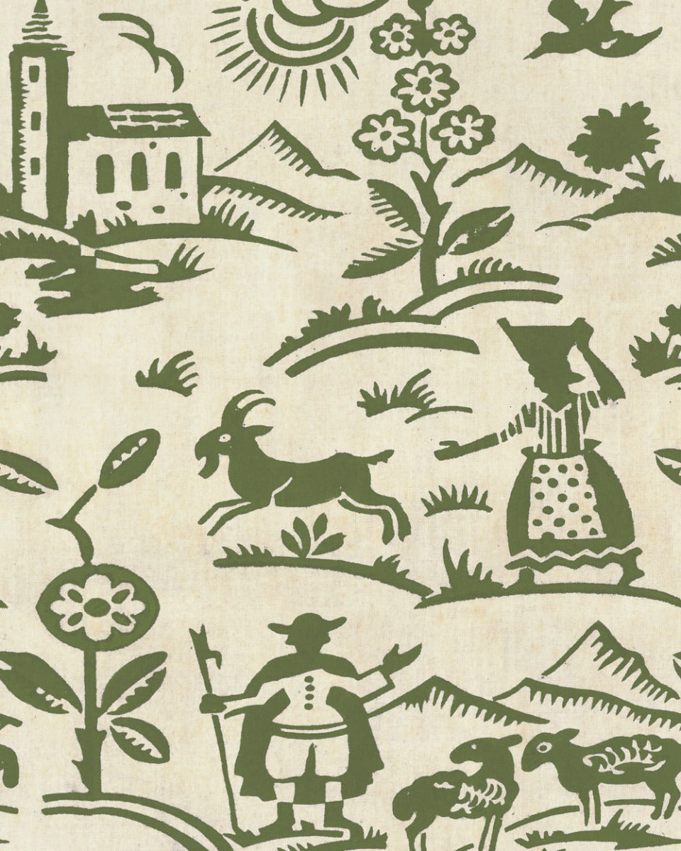 BRIXEN Green Wallpaper (WP30138) by Mind The Gap | WP30138 | TYROL APRES-SKI | 1 roll x 52x1000 cm / 20.5x393.7 in | 0.52m / 20.5in | 10m / 393.7in | 5.20sqm / 55.9sq ft | 70cm / 27.5in | Green, Beige | Non-woven Satin | Paste the wall | 1-roll in a box | Fabric Carolina | https://www.fabriccarolina.com/