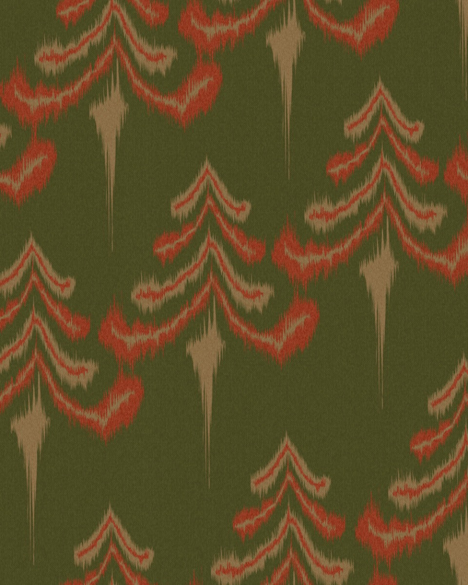 ALPINE Juniper Wallpaper (WP30145) by Mind The Gap | WP30145 | TYROL APRES-SKI | 1 roll x 52x1000 cm / 20.5x393.7 in | 0.52m / 20.5in | 10m / 393.7in | 5.20sqm / 55.9sq ft | 50cm / 19.6in | Taupe, Green, Red | Non-woven Satin | Paste the wall | 1-roll in a box | Fabric Carolina | https://www.fabriccarolina.com/